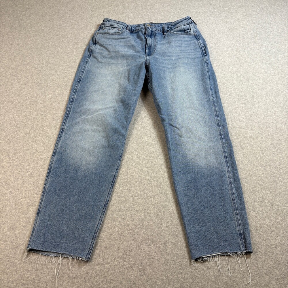Hollister Jean Woman 13 Blue Raw Hem Cropped Ankle Loose High Rise Mom Pants Y2K